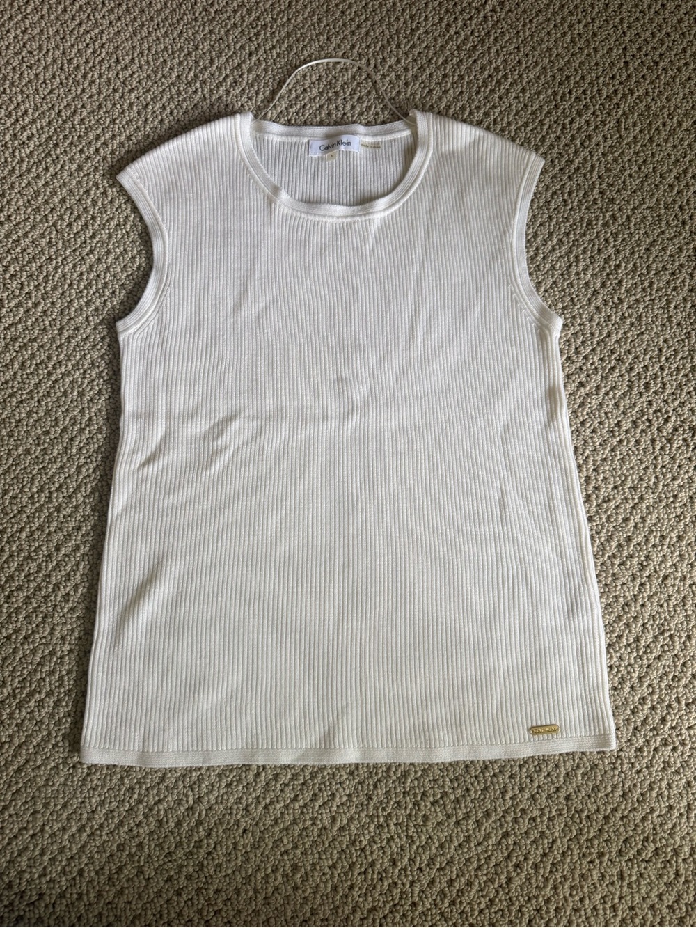 Calvin Klein Sleeveless Ribbed Crewneck Tank Top - White